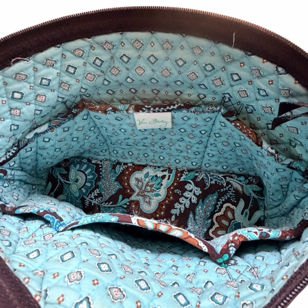 Vera Bradley Brown & Aqua Floral Quilted Shoulder Tote - Picture 8 of 9